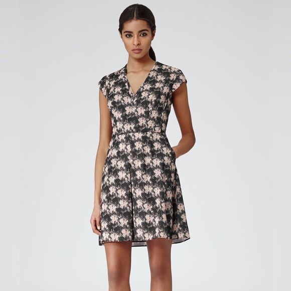 REISS Crawford Floral A Line Mini Dress 2 - Picture 1 of 12